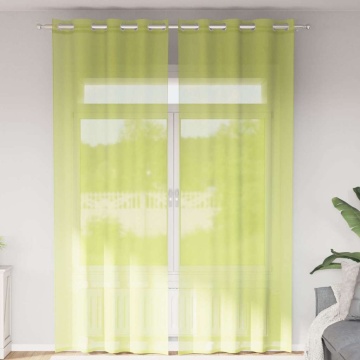Perdele Voile cu Oelii 2 buc Verde măr 140x260 cm - Img 1