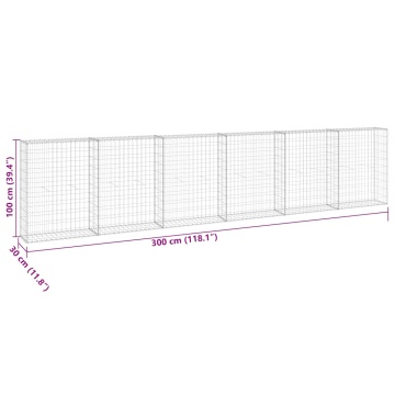 Perete gabion cu capace, 300 x 30 x 100 cm, oțel galvanizat - Img 7