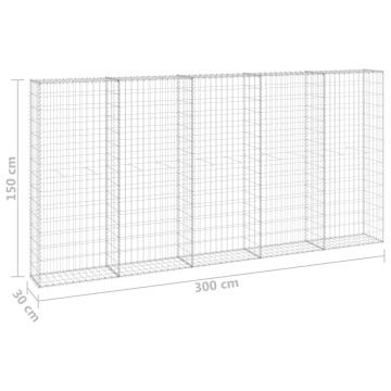 Perete gabion cu capace, 300 x 30 x 150 cm, oțel galvanizat - Img 5
