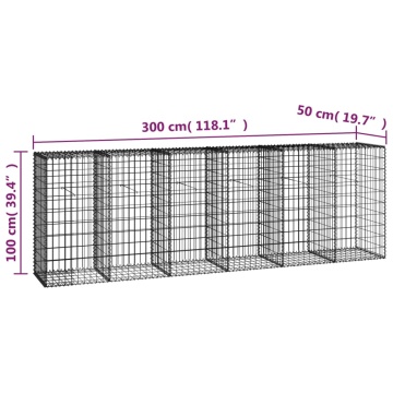 Perete gabion cu capace, 300x50x100 cm, oțel galvanizat - Img 6