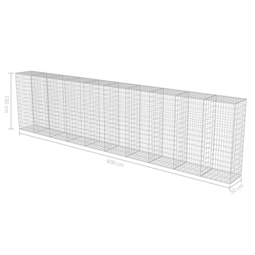 Perete gabion cu capace, 600 x 50 x 150 cm, oțel galvanizat - Img 5