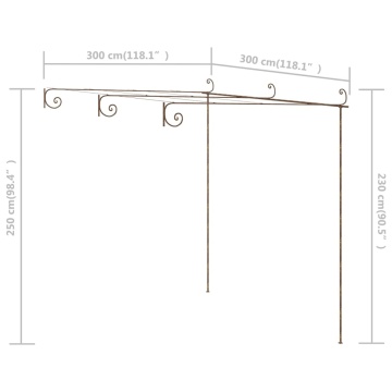 Pergolă de grădină, maro antic, 3x3x2,5 m, fier - Img 6