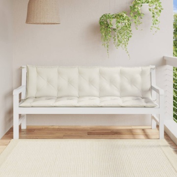 Pernă bancă de grădină, 2 buc. melanj crem, 180x50x7 cm, textil - Img 3