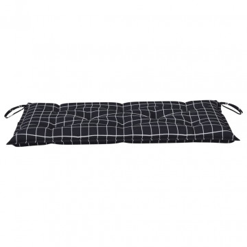 Pernă de bancă, negru, 100x50x7 cm, model carouri, textil - Img 4