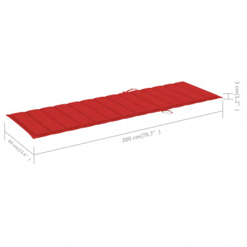 Pernă de șezlong, roșu, 200x60x3 cm, material textil - Img 4