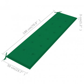Pernă pentru bancă de grădină, verde, 180x50x3 cm - Img 5
