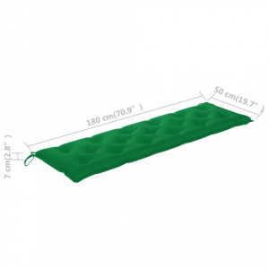 Pernă pentru bancă de grădină, verde, 180x50x7 cm, textil - Img 5