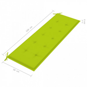 Pernă pentru bancă de grădină, verde aprins, 150x50x4 cm textil - Img 4