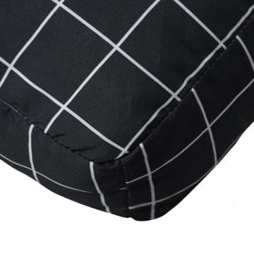 Pernă pentru paleți negru carouri 60x60x10 cm textil oxford - Img 7