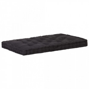 Pernă podea canapea din paleți, negru, 120 x 80 x 10 cm bumbac - Img 1