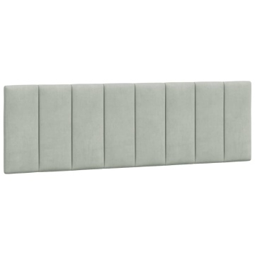 Pernă tăblie de pat, gri deschis, 160 cm, catifea - Img 2