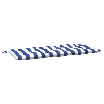 Perne bancă grădină, 2 buc., albastru&alb, 120x50x7 cm, textil - Img 4