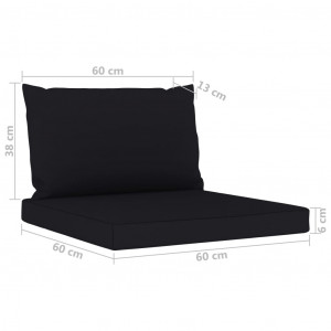 Perne de canapea din paleți, 2 buc., negru, material textil - Img 5