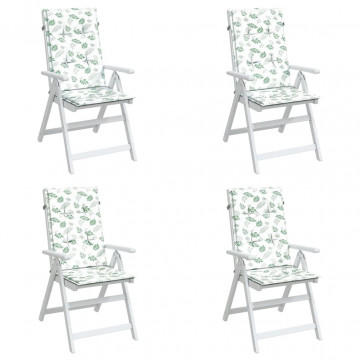 Perne de scaun spătar înalt, 4 buc., model frunze, textil - Img 3