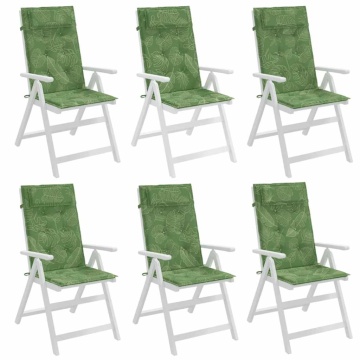 Perne de scaun spătar înalt, 6 buc, model frunze, textil Oxford - Img 4