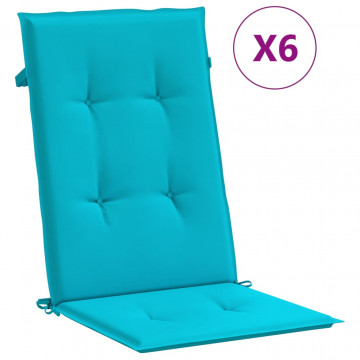 Perne de scaun spătar înalt, 6 buc., turcoaz, textil - Img 2