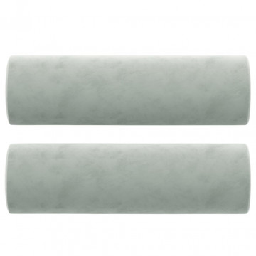 Perne decorative, 2 buc., gri deschis, Ø15x50 cm, catifea - Img 2