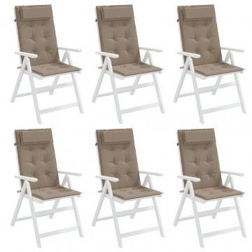 Perne scaun cu spătar înalt, 6 buc, gri taupe, țesătură Oxford - Img 4