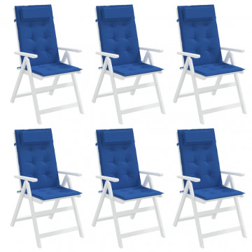 Perne scaun spătar înalt 6 buc albastru regal, țesătură Oxford - Img 4