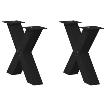 Picioare măsuță de cafea în formă de X 2 buc Negru Oțel - Img 1