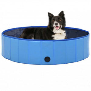 Piscină pentru câini pliabilă, albastru, 120 x 30 cm, PVC - Img 1