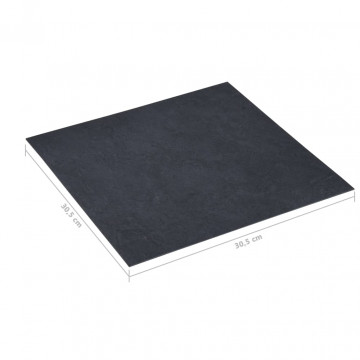 Plăci de pardoseală autoadezive, negru marmură, 5,11 m² PVC - Img 5