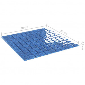 Plăci mozaic autoadezive 11 buc. albastru 30x30 cm sticlă - Img 5