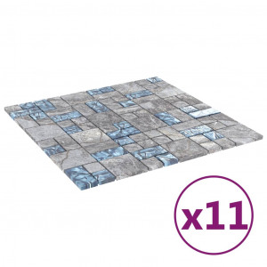 Plăci mozaic autoadezive 11 buc. gri&albastru, 30x30 cm, sticlă - Img 2