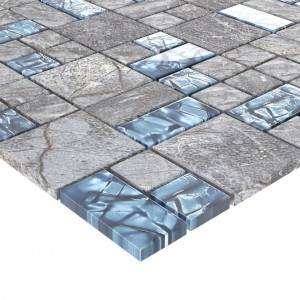 Plăci mozaic autoadezive 11 buc. gri&albastru, 30x30 cm, sticlă - Img 6