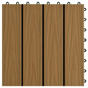 Plăci podea în relief, WPC, 11 buc., 30x30 cm 1 mp, culoare tec - Img 6