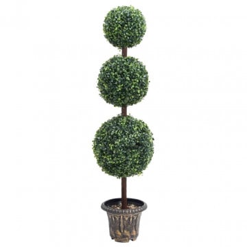 Plantă artificială cimișir cu ghiveci verde 118cm formă minge - Img 1