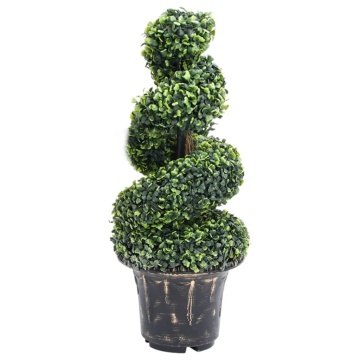 Plantă artificială de cimișir cu ghiveci, verde, 89 cm, spirală - Img 1
