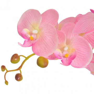 Plantă artificială orhidee cu ghiveci, 75 cm, roz - Img 2