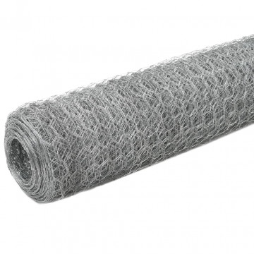 Plasă de sârmă găini, argintiu, 25 x 1,5 m, oțel galvanizat - Img 1
