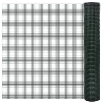 Plasă de sârmă găini, verde, 10 x 1 m, oțel galvanizat cu PVC - Img 1