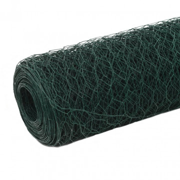 Plasă de sârmă găini, verde, 25 x 1,5 m, oțel cu înveliș PVC - Img 1