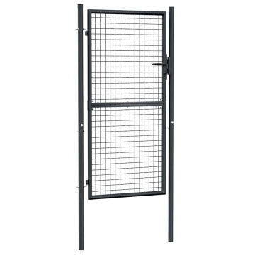 Poartă de gard din plasă, gri, 100 x 225 cm, oțel galvanizat - Img 2