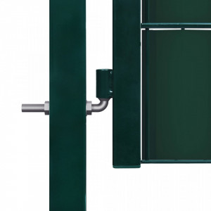 Poartă de gard, verde, 100x124 cm, PVC și oțel - Img 3