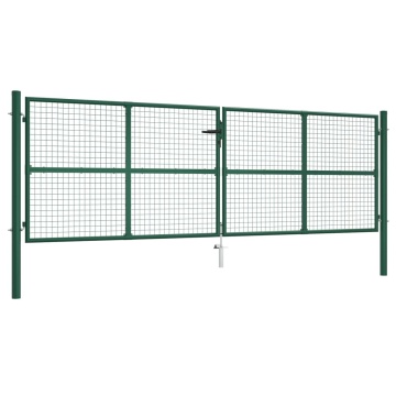 Poartă de grădină din plasă, verde, 400 x 125 cm, oțel - Img 1