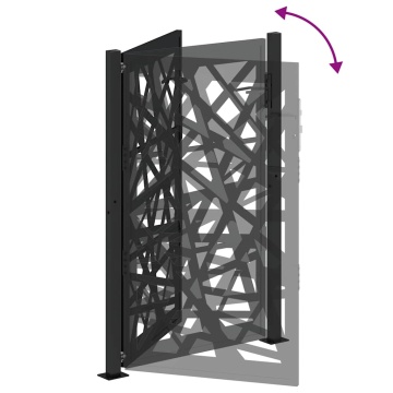 Poarta de gradina neagra 105x155 cm Design cu lumina din otel - Img 6
