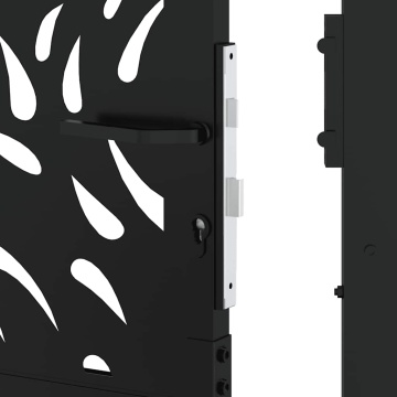 Poarta de gradina neagra 105x155 cm design flacara din otel - Img 7