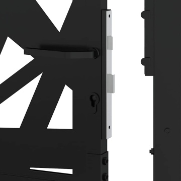Poarta de gradina neagra 105x180 cm Design cu lumina din otel - Img 7