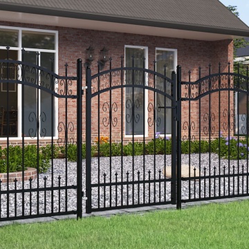 Poartă gard cu vârf negru 103x175 cm oțel vopsit electrostatic - Img 1