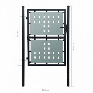 Poartă pentru gard simplă, negru, 100 x 175 cm - Img 5