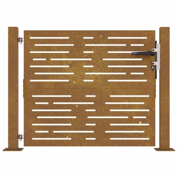Poartă pentru grădină, 105x105 cm, oțel corten, dreptunghiuri - Img 4