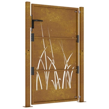 Poartă pentru grădină, 105x155 cm, oțel corten, model iarbă - Img 8