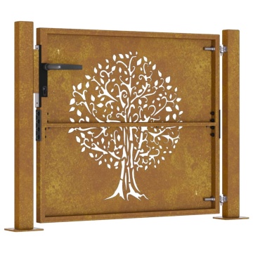Poartă pentru grădină, 105x80 cm, oțel corten, model copac - Img 5