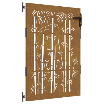 Poartă pentru grădină, 85x125 cm, oțel corten, model bambus - Img 2