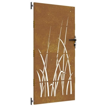 Poartă pentru grădină, 85x200 cm, oțel corten, model iarbă - Img 2
