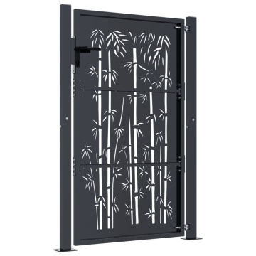Poartă pentru grădină, antracit, 105x155 cm, oțel, model bambus - Img 4